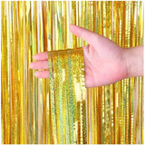 Kit C 4un Cortina Metalizada Fitas Para Decoração Franja Cor Dourado