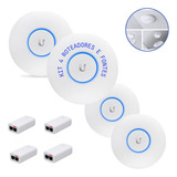Kit C 4uni Access Point Ubiquiti Unifi U6 Plus Fonte Poe