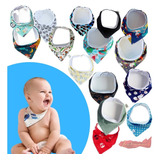 Kit C 5 Babador Bandana Atoalhado Para Bebe Dupla Face