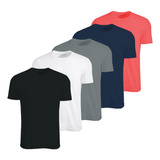 Kit C 5 Camisas Masculinas Camiseta Básica Slim Fit Malha Pv
