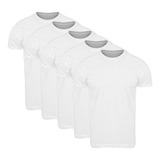 Kit C 5 Camisetas Branca Básica Lisa Tradicional Algodão