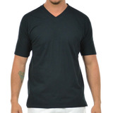 Kit C 5 Camisetas Malha Fria Gola V Básica Tecido Pv Camisa