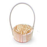 Kit C 5 Cesta De Café Da Manhã Redonda 13cm Madeira Alça