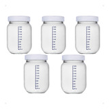 Kit C 5 Frascos Pote Vidro Guardar Leite Materno 250ml