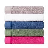 Kit C 5 Toalha De Banho Felpuda Gigantes Canadá 75cm X 1 50cm Gris Branca Azul Verde Fúcsia 