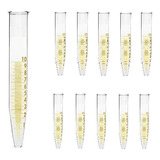 Kit C  50 Tubos Fundo Cônico Graduado Borda Vidro Boro 10ml