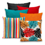 Kit C 6 Capas De Almofadas 40x40cm C Zíper Florais Cor Composê Color Floral