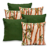 Kit C 6 Capas De Almofadas 40x40cm Gorgurinho C Zíper Bambu verde