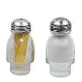 Kit C 6 Paliteiros 6 Saleiros Vidro Tampa Inox Galheteiro