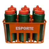 Kit C 6 Squeeze Automatica Cesta Porta Garrafas Alaranjada