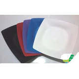 Kit C 70 Prato Quadrado Plastico P Refeições Lanches Color