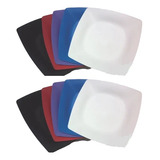 Kit C 70 Prato Quadrado Plastico P Refeições Lanches Color