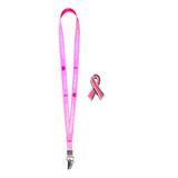 Kit C Cordão P Crachá Laço Pin Broche Laço Outubro Rosa