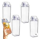 Kit C Garrafa Acrílica De Geladeira Transparente Com Vedação Capacidade De 1l Ideal Para Sucos Leite Água Bebidas Em Geral Da Marca Izal 4 1 Litro 