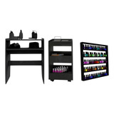 Kit C Mesinha Carrinho Expositor Mdf Branco Cor Preto