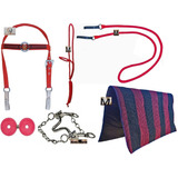 Kit Cabeçada Mangalarga Rédea Cabresto Freio Protetor Manta