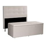 Kit Cabeceira E Calçadeira Baú Solteiro 0-90m Berlim Suede Bege - Pallazio