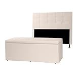 Kit Cabeceira E Calçadeira Baú Solteiro 0-90m Roma Corano Bege - Pallazio