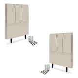 Kit Cabeceira Solteiro Estofada Slim 90cm 2un Com Frames