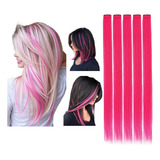 Kit Cabelo Mechas Rosa Pink Aplique Alongamento Mega Hair