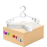Kit Cabide Infantil Para Roupas 100 Unidades Branco Cabide Antideslizante Reforçado Multiuso Contém Porta Lenço Vestidos Cabides Para Calças Casaco Camisetas Bermudas CSCABIDES