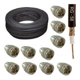 Kit Cabo Coaxial Rg58 Rolo 100m