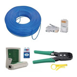 Kit Cabo De Rede 100 Metros Alicate De Crimpar Rj45 Testador De Cabos Alicate Decapador E 50 Conector Rj45