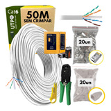 Kit Cabo De Rede Cat6 50 Metros Alicate Testador Rj45