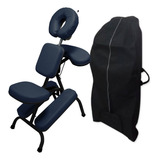 Kit Cadeira Quick Massage Legno Dobrável Shiatsu Black Bolsa Cor Azul escuro