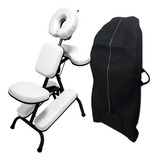 Kit Cadeira Quick Massage Legno Dobrável Shiatsu Black Bolsa Cor Branco