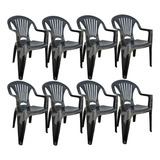 Kit Cadeiras Poltrona Plástico Preta Super