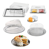 Kit Café Boleira Queijeira Porta Frios Inox Tampa Acrílico