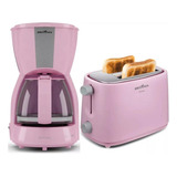 Kit Café Torradeira E Cafeteira Rosa Britânia 110v