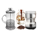 Kit Cafeteira Francesa Prensa Moedor De Grão De Café 800ml