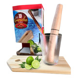 Kit Caipirinha 3 Peças C Socador Tábua Copo Drinks Presente