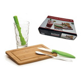 Kit Caipirinha 5 Pç Bar Drink Copo Socador Tábua Faca Colher