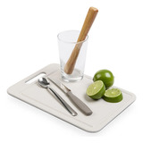 Kit Caipirinha 5 Peças Copo Colher Faca Socador Tábua Brinox