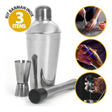 Kit Caipirinha Coqueteleira 500ml Socador Dosador