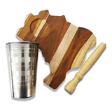 Kit Caipirinha Personalizado 03 Peças Tábua Copo Soquete