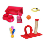 Kit Caixa Areia P Gato Arranhador Arco Brinquedos