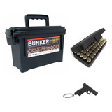 Kit Caixa Bunker Box Bélica Porta Munição Preto Brinde 