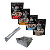Kit Caixa Defumação Smoke Box Pegador 4 Sacos Wood Chips