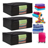 Kit Caixa Organizadora Grande 3 Unidades Brinquedo Roupas