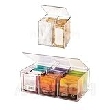Kit Caixa Porta Sachês De Chá C 6 Compartimentos Caixa Porta Sachês De Açucar Com 4 Compartimentos E Tampa Articulada Em Acrílico Cristal Acribom
