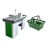 Kit Caixa Supermercado Empacotador Check Out 1 5m Recorte 10 Cestos De Compras Verde