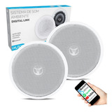 Kit Caixas De Embutir Sistema Som Ambiente Bluetooth Arandela Redonda Branca Ativa Passiva Le Son