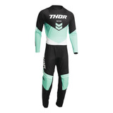 Kit Calça Camisa Thor Sector Chev Preto verde Motocross