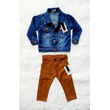 Kit Calça Colorida E Jaqueta Jeans Com Elastano Menino Bebê
