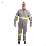 Kit Calça E Camisa Uniforme Retardante Cedro Tech Nr10 Cinza
