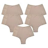 Kit Calcinha Modeladora Cós Alto Compressão Para Barriga Cintura Alta Forro 100 Algodão Sem Costura 5 Unidades Chocolate XGG VIÉRE